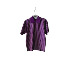 Vintage Polo Shirt Macy&#39;s by Edwards of California Purple Stripe Medium