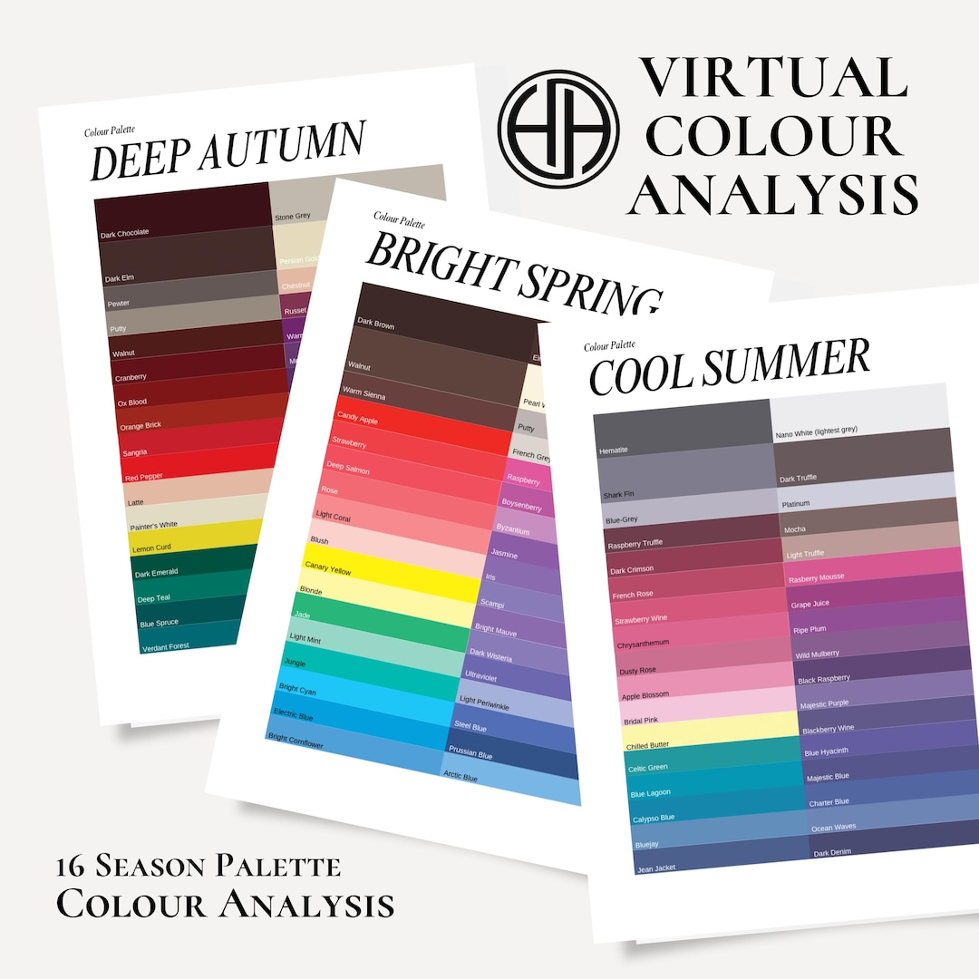 Virtual Colour Box Virtual Colour Analysis - 16 Season Colour Palette System - Etsy