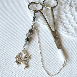 Scissor fob with Protective cap &quot;Zodiac. Capricorn&quot; / Beads scissor charm / Scissors Chain / Needlework accessory / Cross Stitch tools