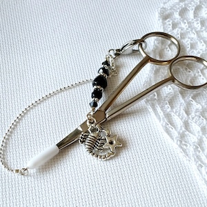 Scissor fob with Protective cap &quot;Zodiac. Scorpio&quot; / Beads scissor charm / Scissors Chain / Needlework accessory / Cross Stitch tools