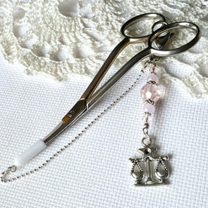Scissor fob with Protective cap &quot;Zodiac. Libra&quot; / Beads scissor charm / Scissors Chain / Needlework accessory / Cross Stitch tools