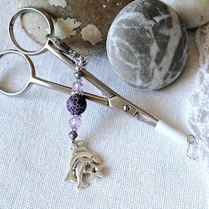 Scissor fob with Protective cap &quot;Zodiac. Pisces&quot; / Beads scissor charm / Scissors Chain / Needlework accessory / Cross Stitch tools