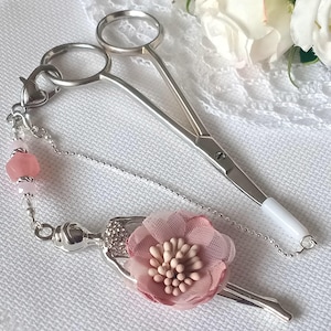 Scissor fob with Protective cap &quot;Ballerina&quot; / Beads scissor charm / Scissors Chain / Needlework accessory / Cross Stitch tools