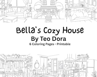Cozy Home Coloring Pages, Living Room, Bedroom, Kitchen, Relaxing Printable Coloring for Kids & Adults Stress Relief Coloring Book PDF files