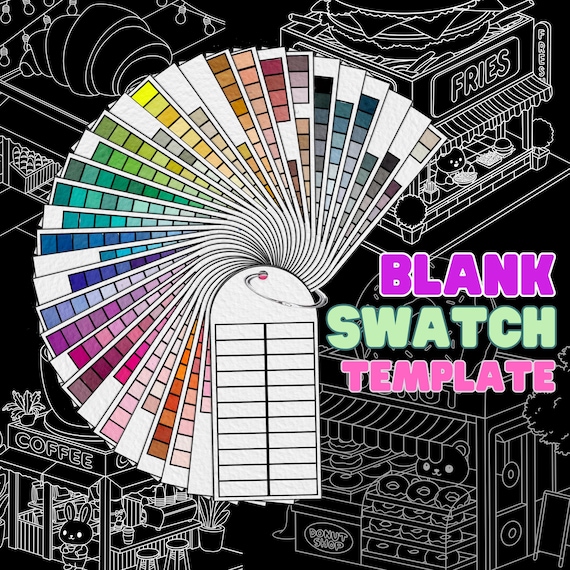 Blank Swatch Card Template Ring Type for Alcohol Markers, Acrylic Pens Swatch Template, Printable Color Chart for Markers, Paints & Pencils