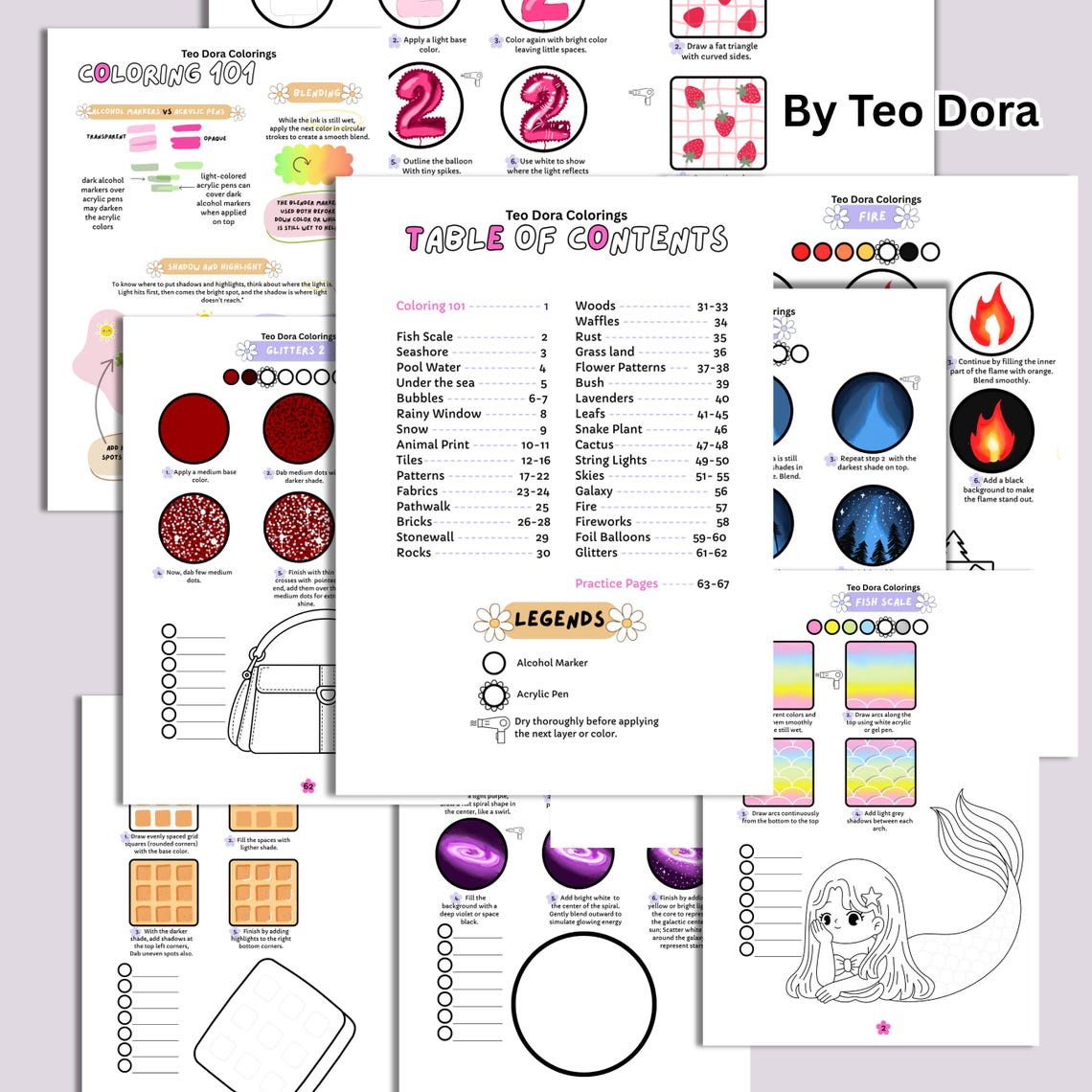 How to Draw and Color Patterns Printable PDF | 61 Pattern Designs With ...