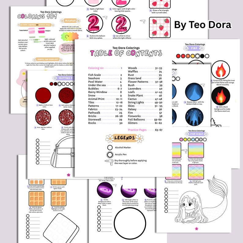 How to Draw and Color Patterns Printable PDF | 61 Pattern Designs With ...