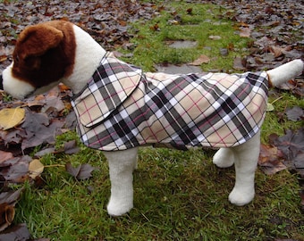 Dog Jacket - Plaid Dog Coat- Size X Small- 12 Inch Back Length