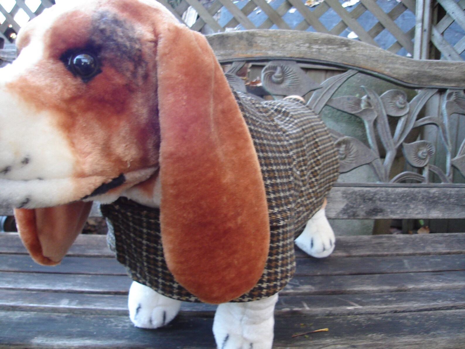 Brown Corduroy Houndstooth Dog Coat Size Med 1618 Inch Back Etsy