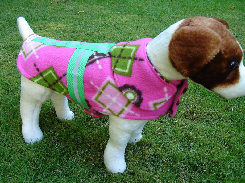 Dog Jacket Hot Pink Pattern Fleece Dog Coat With Reflective Etsy