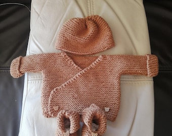 Nuevo conjunto de 3 piezas hecho a mano para recién nacidos (1 mes de edad)