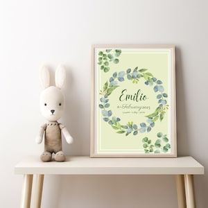 Personalized Eucalyptus Baby Name Print: Custom Nursery Wall Art (Digital Download)