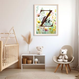 Personalisierte Wildblumen Name Print: Personalisierte Kinderzimmer Dekor (Digitaler Download