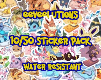 Eeveelutions Sticker Pack | Water Resistant Vinyl | 10 or 50 Count