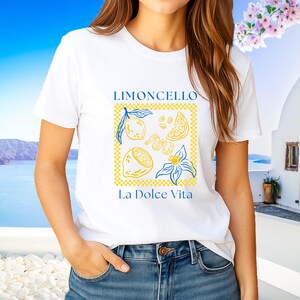Limoncello-T-shirt | T-shirt geïnspireerd op &#39;La Dolce Vita&#39; citroen en Italië | Italiaans zomershirt met drankje | Esthetisch cadeau Amalfikust
