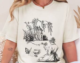 Book Lover Shirt Comfort Colors®, Cottagecore Reading Tee, Literary Girl Gift
