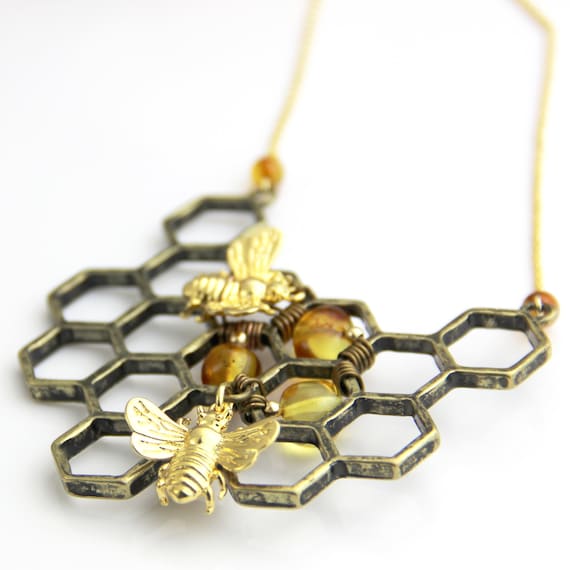 Amber Honey Comb Bee Pendants Amber Honey Comb Bee Pendants