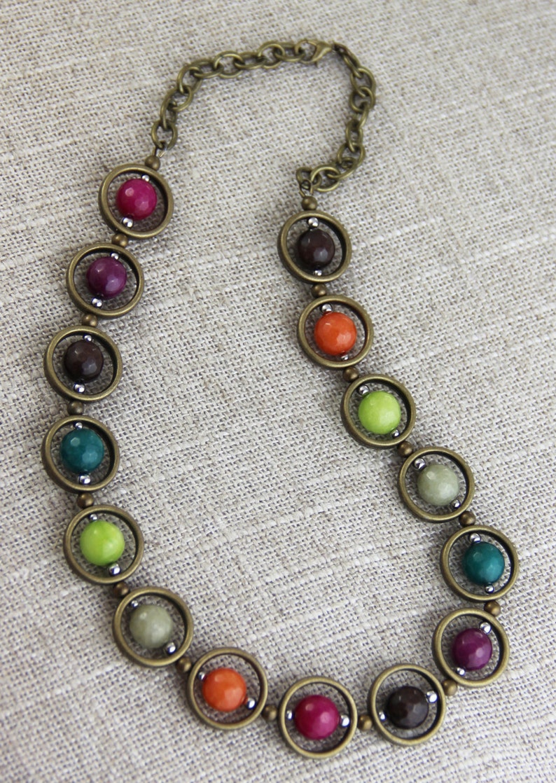 Juwel Ton Palette Halskette bunten Stein rosa lila orange | Etsy