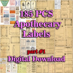 Victorian Medicine, Antique Pharmacy, Apothecary Labels, Pharmacy Stickers, Apothecary Clipart, Herbal Labels,Medicine Labels,Medicine Label