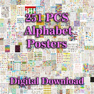 Abc Poster, Watercolor Font, Flower Alphabet Print, Classroom Alphabet, Floral Alphabet Print, Abc Poster Print, Letter Poster