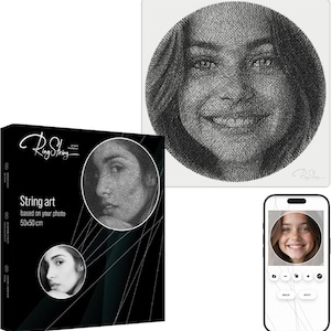 RingString - Arte con hilos basado en tu foto / Hazlo tú mismo / Decoración del hogar / Regalo personalizado / Tamaño 50 x 50 cm