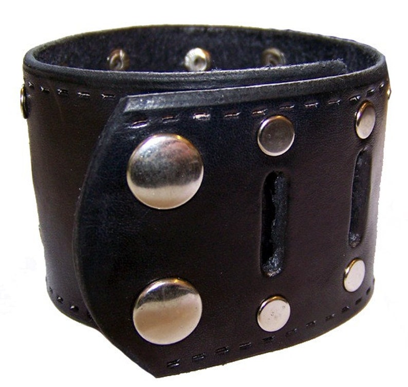 Item 123109 Hand Tooled Custom Black Leather Wrist Cuff | Etsy