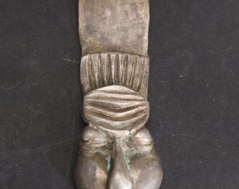 Hebilla de cinturón vikinga antigua y rara en plata maciza: pieza única hecha a mano, estilo medieval nórdico, accesorio histórico coleccionable.