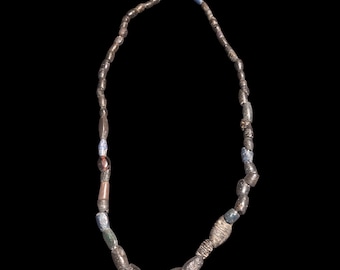 Ancient Roman Necklace – Dark Glass Beads with Blue and Amber-Brown Hues – 1st Century AD