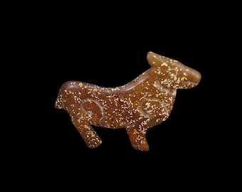 Antik snidad jadeamulett – kinesisk djurfigur från 1800-talet – lyckobringande talisman
