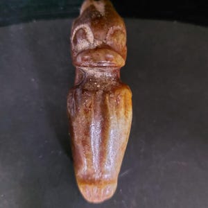 Ancient Brown Jade Amulet – Stylized Protective Deity – Ritual Totem Pendant – Spiritual Charm