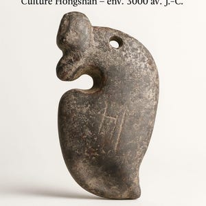 Ancient Stone Amulet – Hongshan Dragon – 3000 BC – Archaeological Talisman from Ancient China – Mystical Animal Sculpture