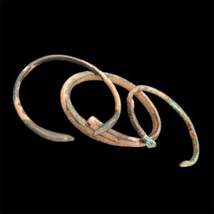 Set of 3 Ancient Bronze Bracelets – Luristan Artifacts – Iron Age (c. 1200–800 BC)