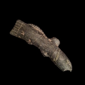 Rare Woodland Fish Effigy Pipe — Steatite with 19th Century Pewter Inlays — Cheyenne River (South Dakota)