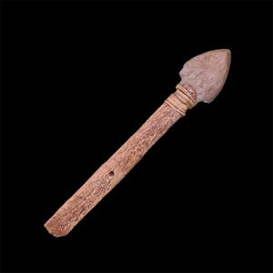 Large Ancient Arctic Bone and Stone Knife – Alaska – 17th–19th Century – Inupiat / Yupik Tradition – 29.8 cm