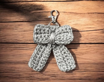 Handmade Crochet Bow Keychain, Boho Bag Charm