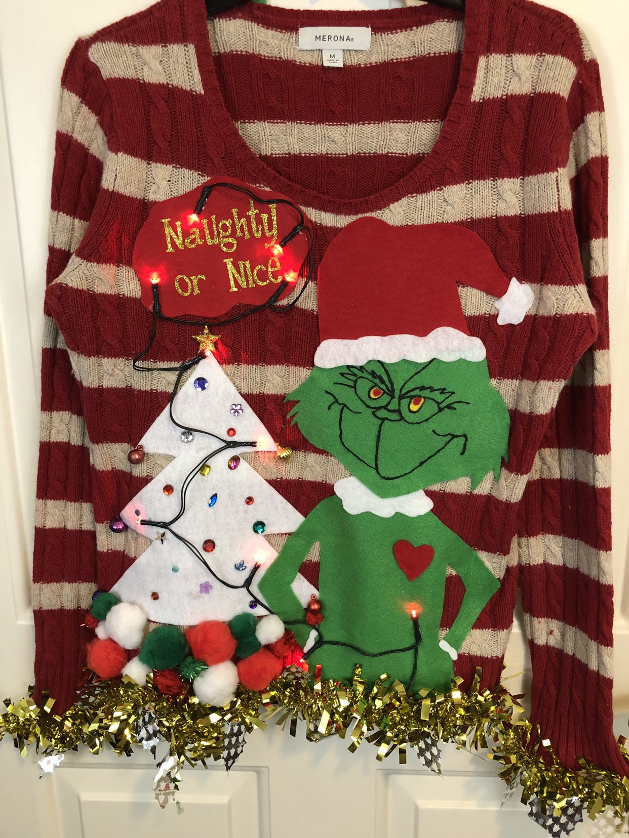Tacky Ugly Christmas Sweater The Grinch Naughty or Nice Etsy Ugly Christmas Sweater The Grinch