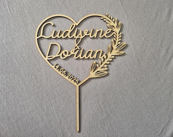 Cake topper, décoration gâteau, mariage, anniversaire, baptême, personnalisé