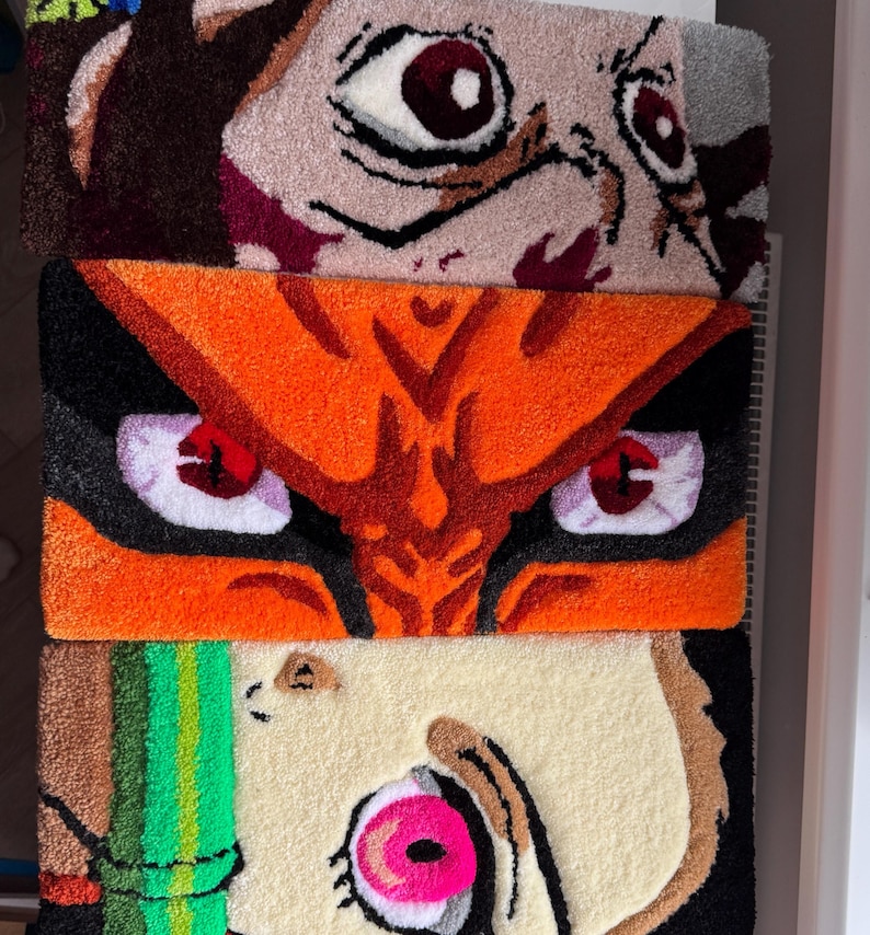 Anime Keyboard Rug – Handmade Tufted Gaming Carpet, Gift for Gamer & Anime Fan image 2