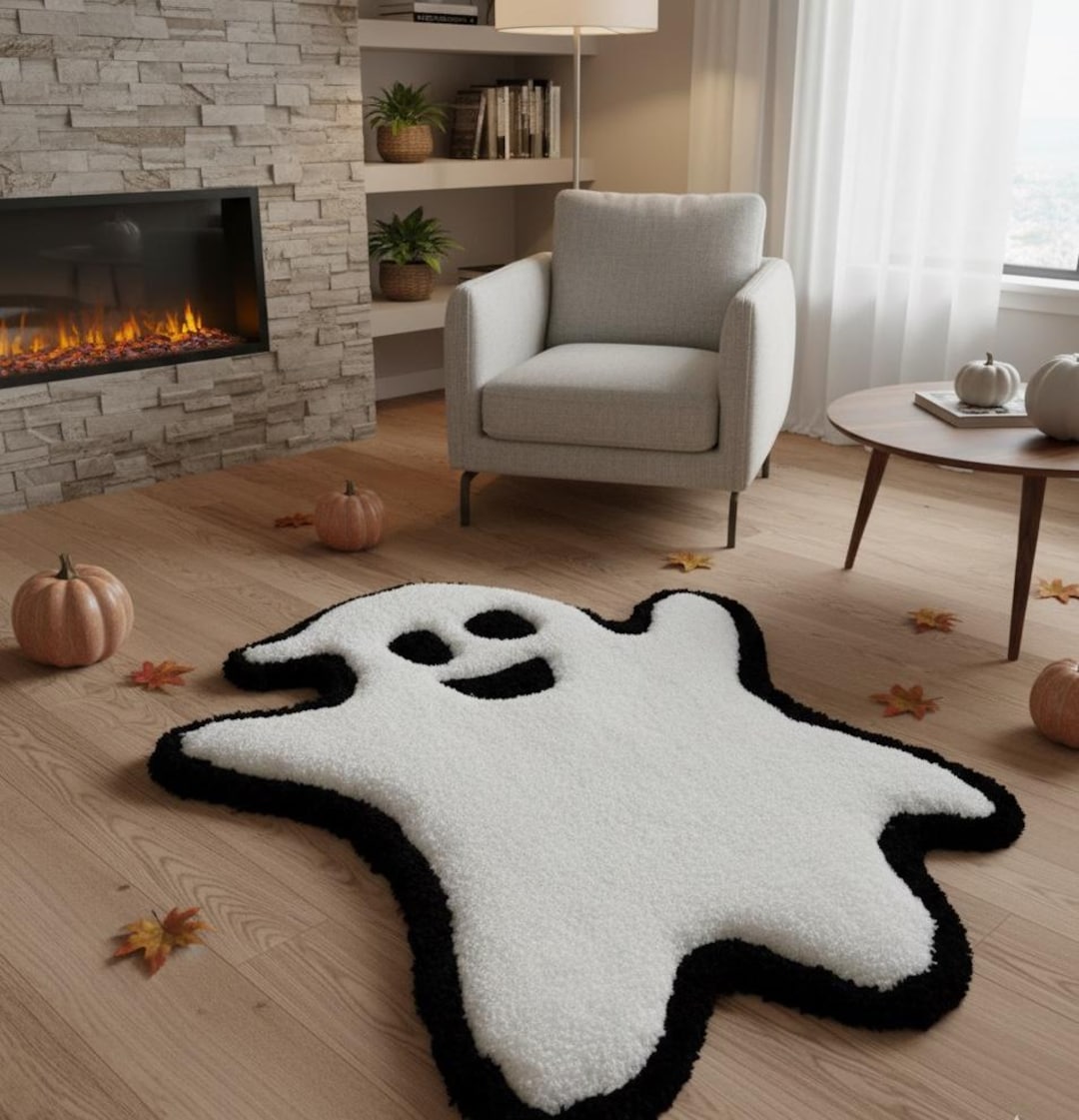 Spooky Rug Texture Handmade Ghost Tufted Rug | Spooky Halloween Decor, Kids Room Mat - Etsy
