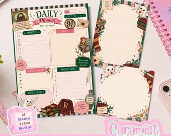 Harry Potter Printable Stationery Bundle | Daily Planner + Notepads | A5, 9x9 cm & 10x14 cm | Digital Download