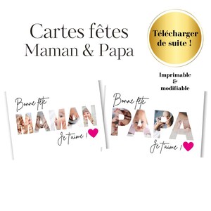 Affiches personnalisables fête des mères & pères – Carte photo Canva A4 à imprimer, Bonne fête Maman Papa