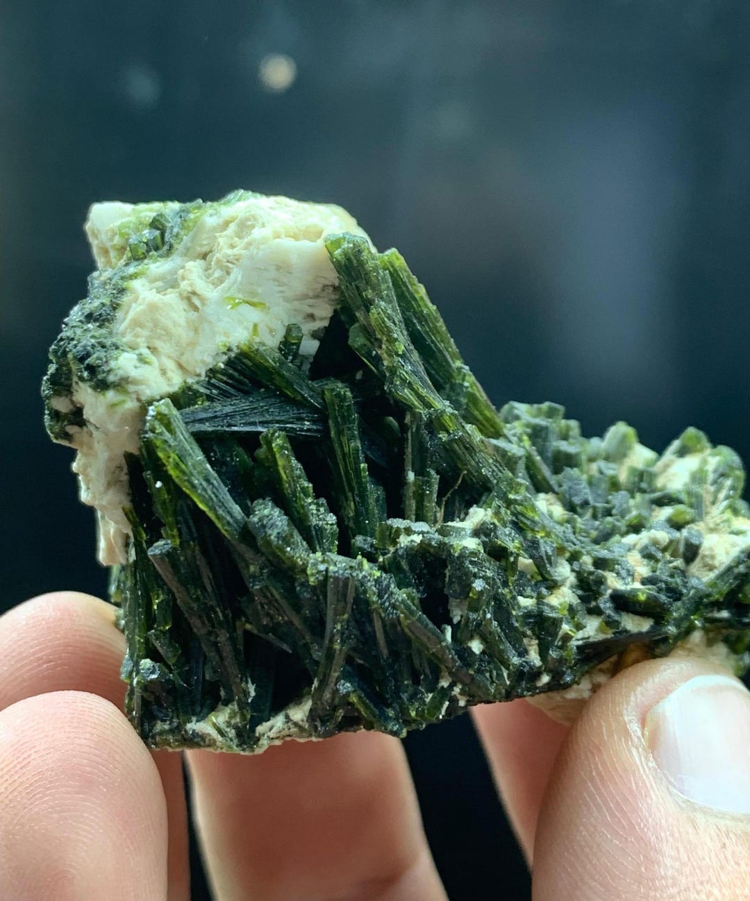 Natural Green Epidote Crystal With Albite Specimen From Pakistan / 54 ...