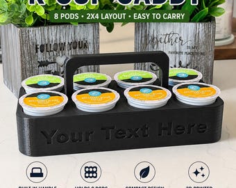 Soporte para cápsulas K-Cup con asa, organizador de café para 8 cápsulas, bandeja de almacenamiento de 2x4 cápsulas K-Cup, organizador de estación de café para encimera