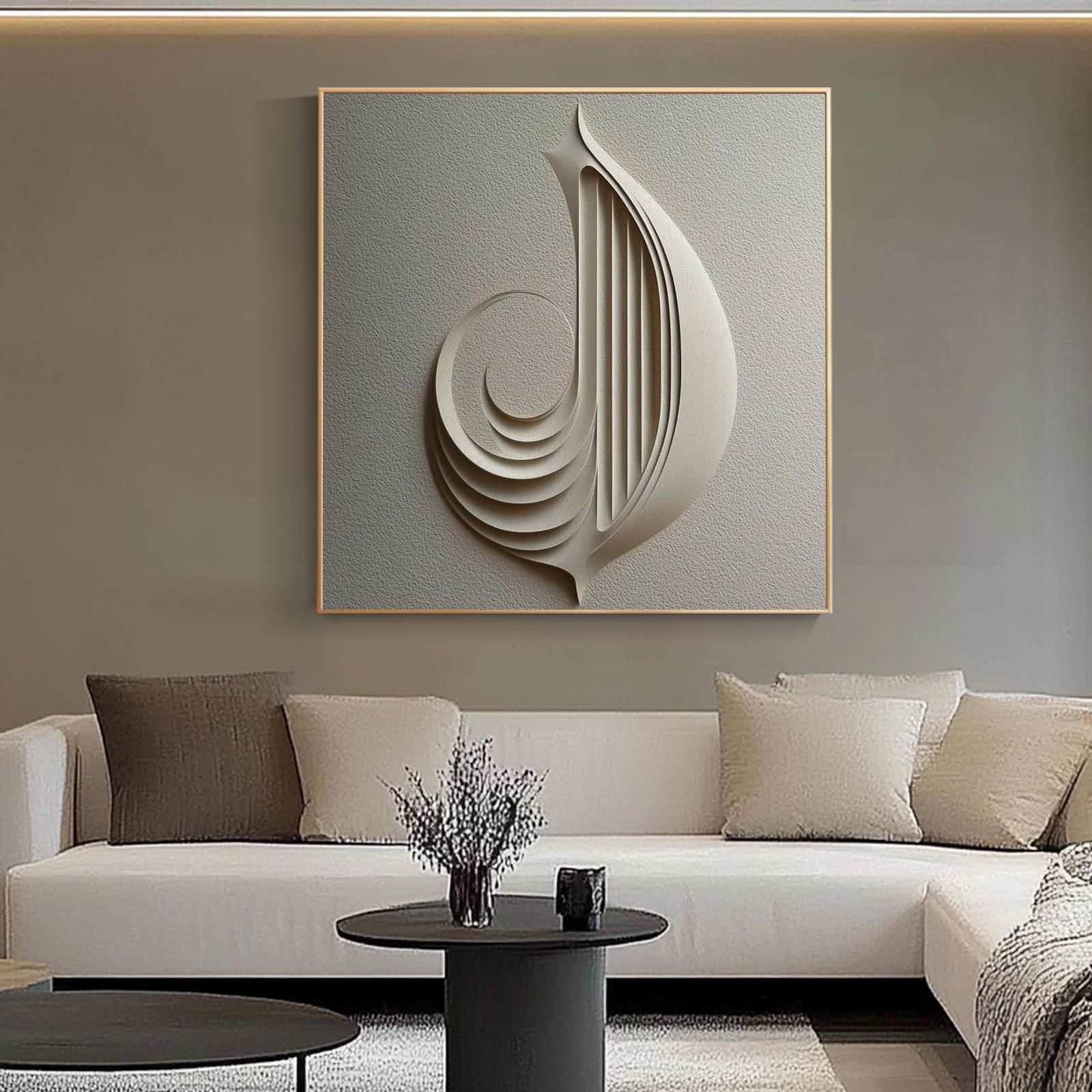 Minimalist 3D Textured Wall Art – Neutral Beige Abstract Oil Painting ...