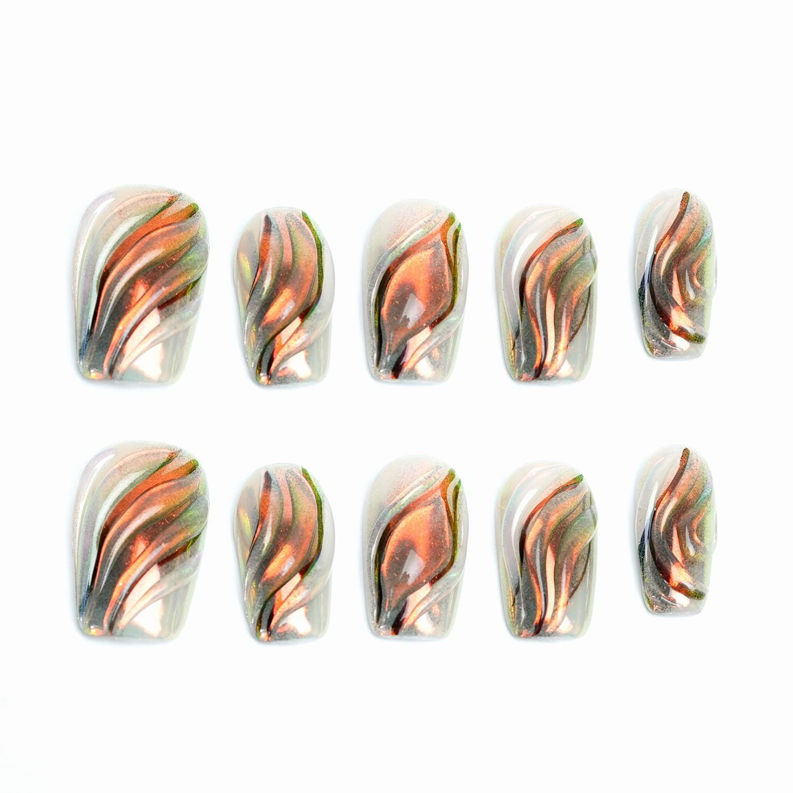 Reusable 3D Cat Eye Press on Nails, Premium Press on Nails, Gel Fake Nails, Colorful Gel Nail Artist Faux Nails, Customizable Gel Nails
