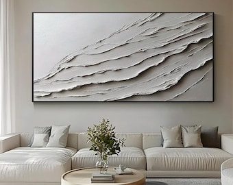 Minimalist Textured Abstract Oil Painting – Large Neutral Wall Art, Modern Wabi-Sabi Oil Painting on Canvas for Living Room & Bedroom Decor