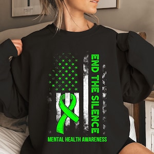Mental Health Matter Mental Health Awareness End The Stigma PNG, Mental Health Matters PNG, Mental Health Awareness PNG, Green Ribbon Png
