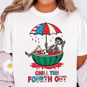 Chill The Fourth Out Skeleton PNG | Vintage Retro American Flag 4th of July Design | Funny Patriotic USA PNG, Trendy png, Digital Download