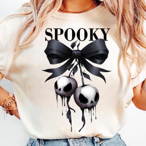 Halloween png, Spooky Ghost Cherry Bow Halloween PNG, Cherry png, Retro Halloween png, Trendy Halloween Woman png, Cute Ghost png, Spooky