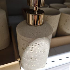 Soap Dispenser - Textured Stone Look with Gold Pump